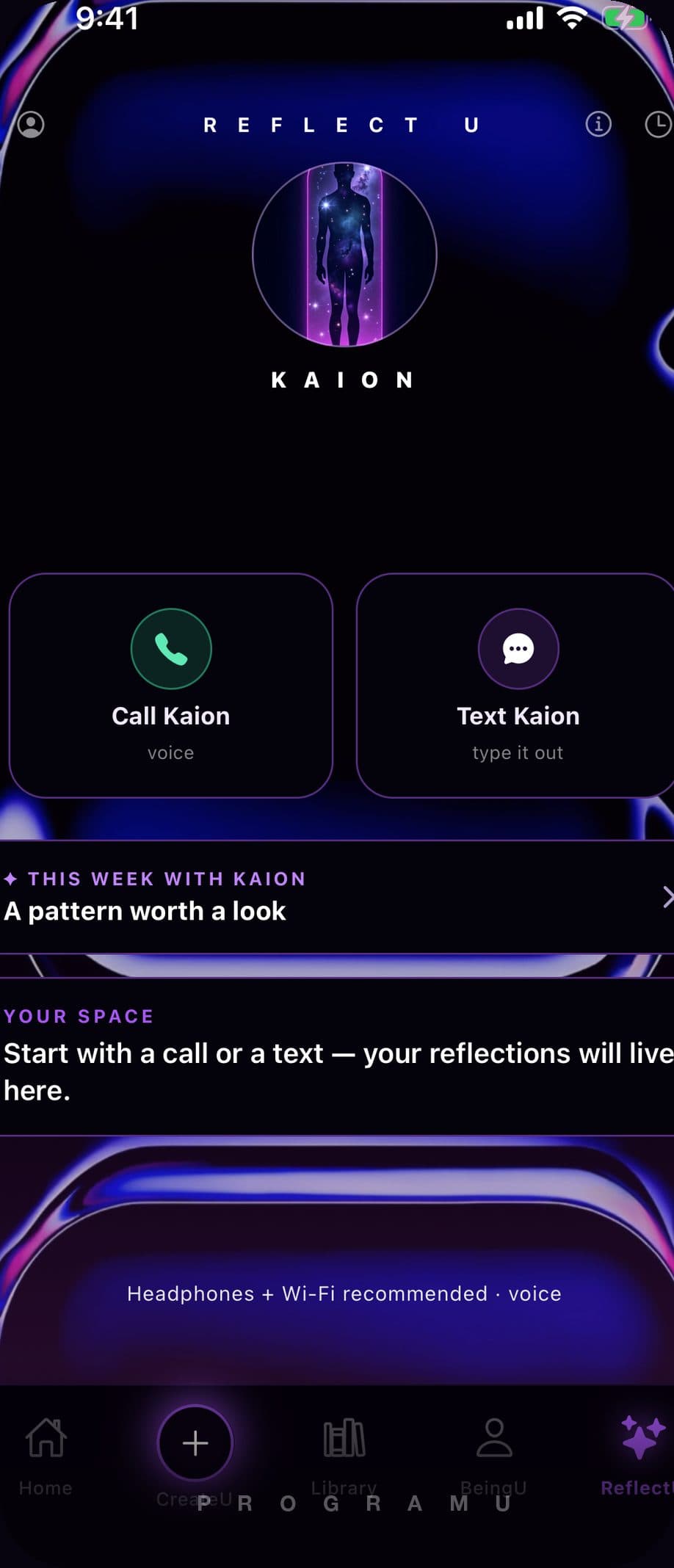 ReflectU with Kaion — call him or text him