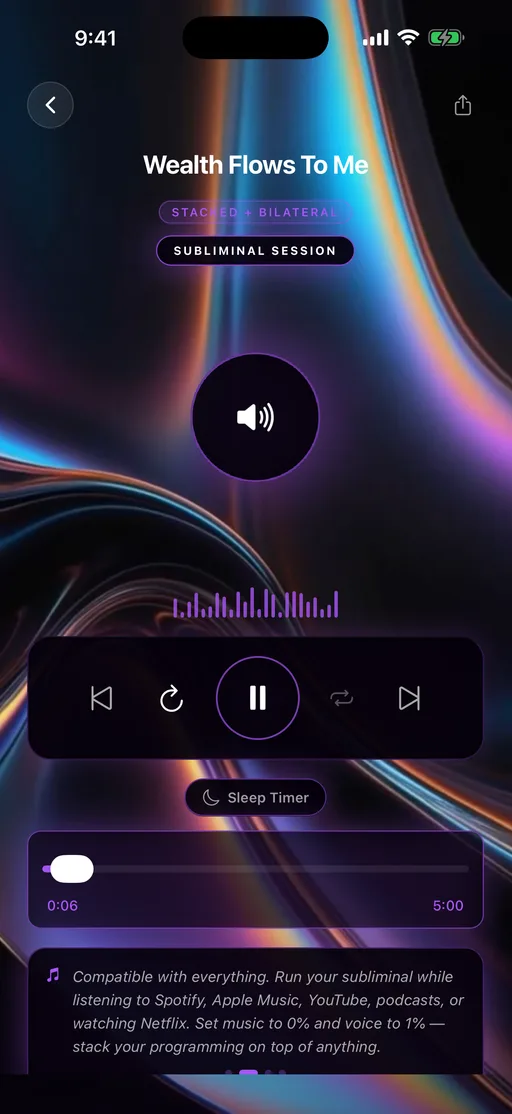 ProgramU player — Wealth Flows To Me subliminal session